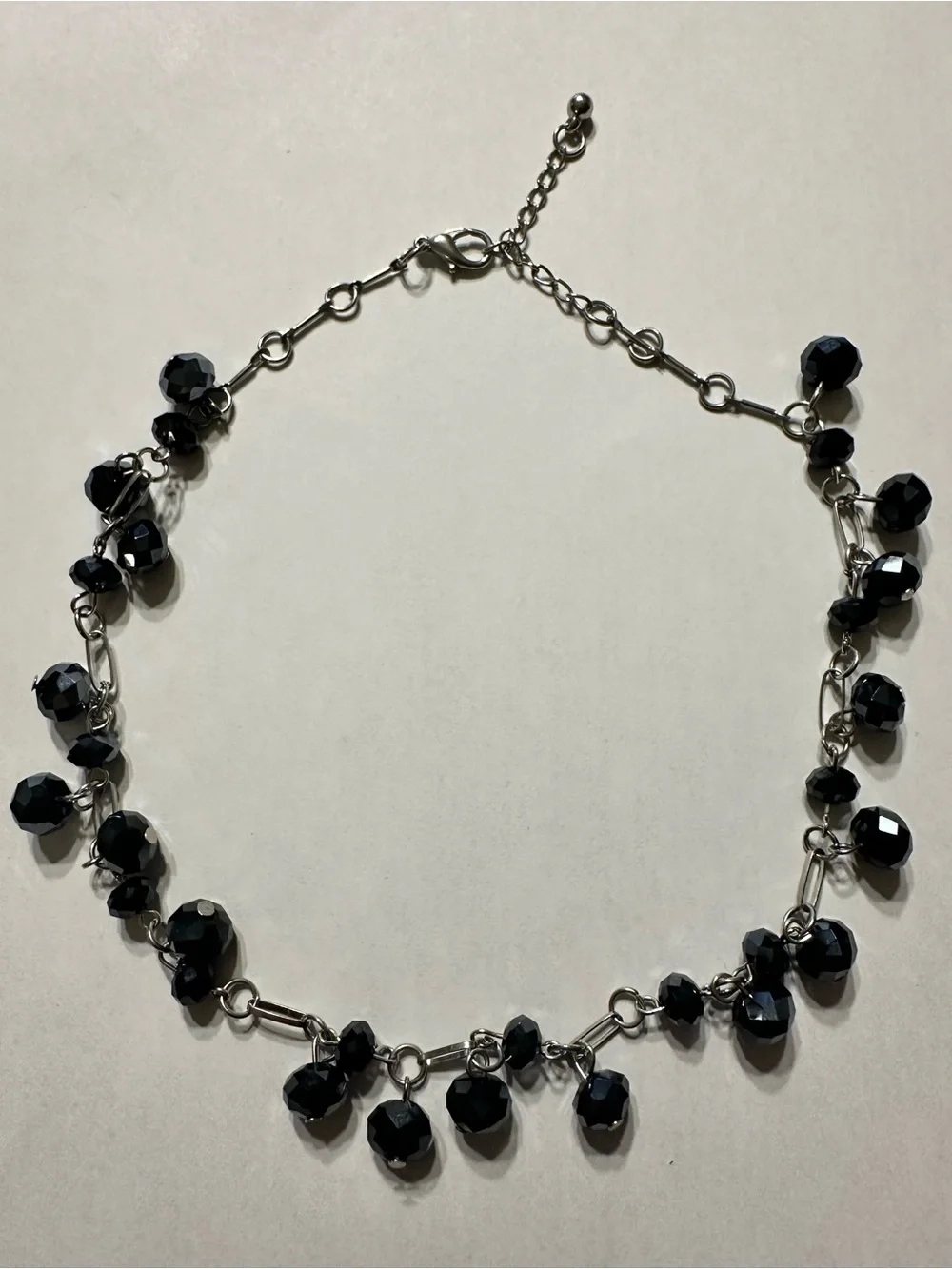 Black Beaded Dangle Necklace - Women Jewelry